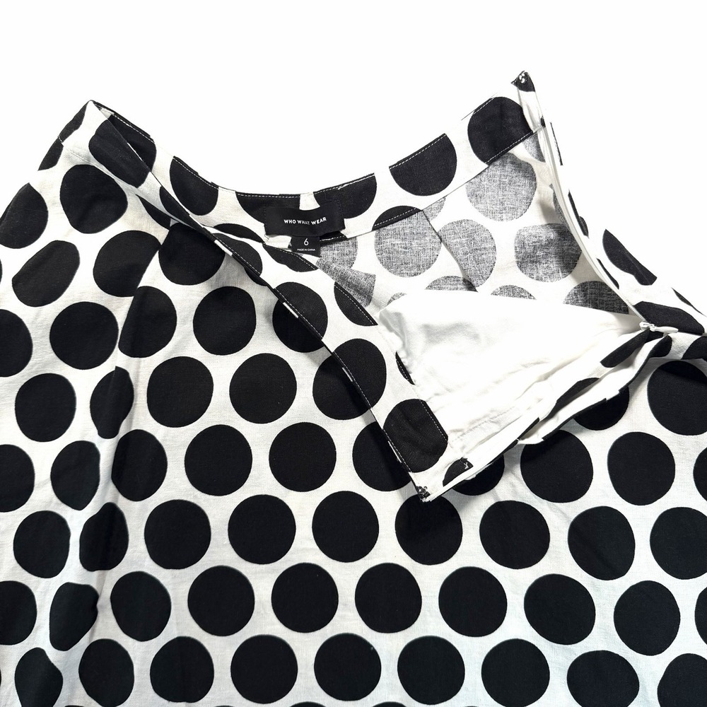 Who What Wear Black & White Polka Dot Midi Skirt NWT Linen Blend 6 - Picture 6 of 9